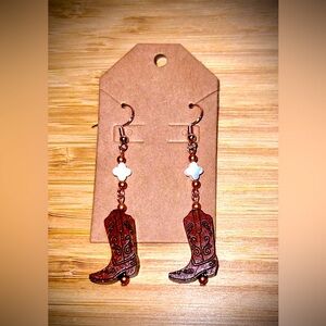 Giddy up Cowgirl!!! 🤠  Earring combo of shell,wooden boots on copper findings!